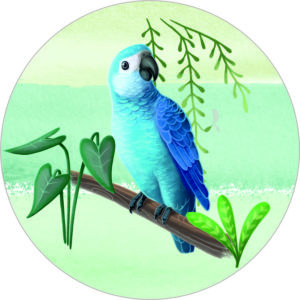 Buttonvorlage: Blauer Papagei