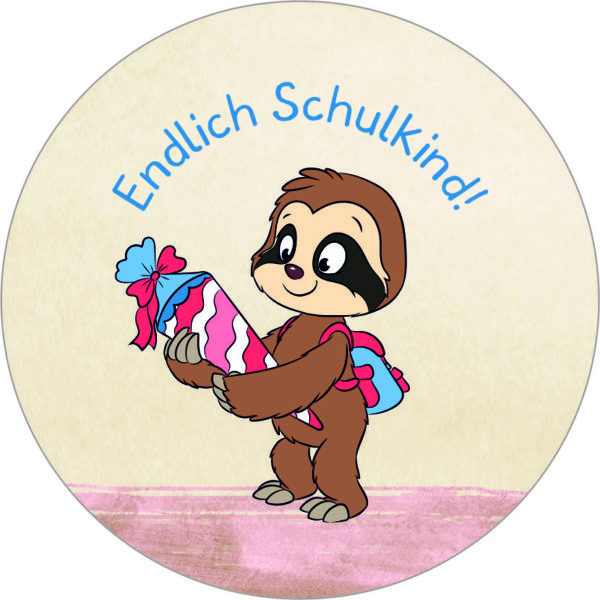 Buttonvorlage: Einschulung Faultier
