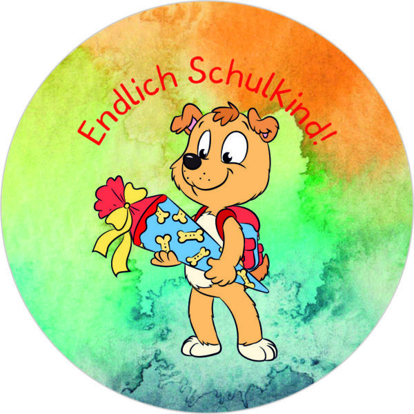 Buttonvorlage: Einschulung Hund