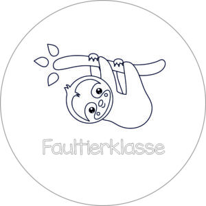 Buttonvorlage zum Ausmalen: Faultierklasse