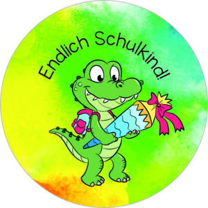 Buttonvorlage: Endlich Schulkind - Krokodil