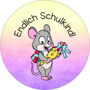 Buttonvorlage: Endlich Schulkind - Maus