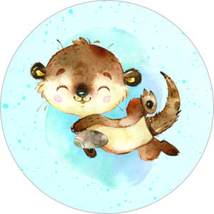 Buttonvorlage: Otter mit Stein