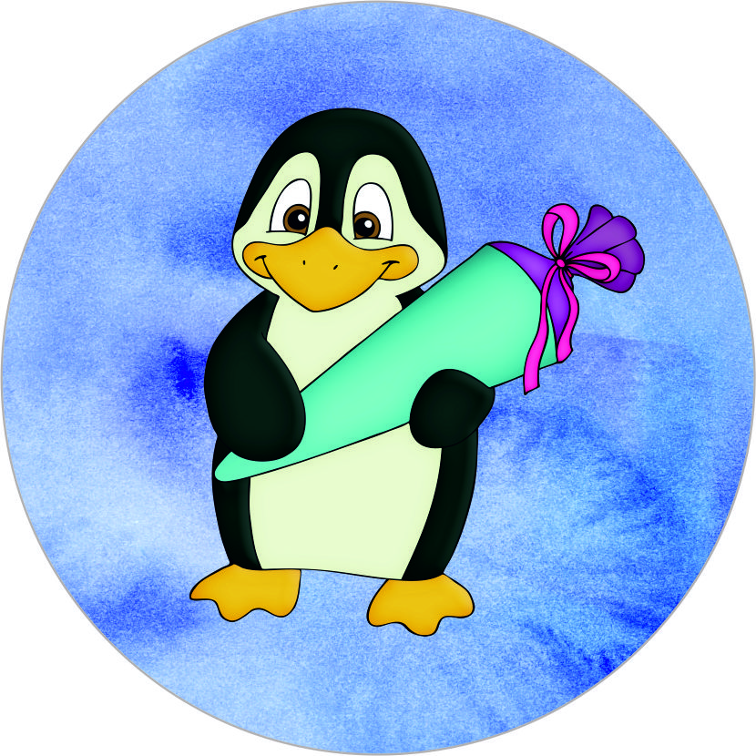 Buttonvorlage: Einschulung Pinguin – Zaubereinmaleins Shop