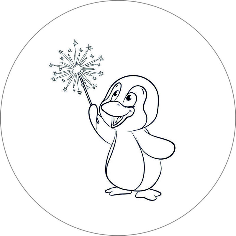 Buttonvorlage zum Ausmalen: Glückspinguin – Zaubereinmaleins Shop