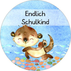 Buttonvorlage: Endlich Schulkind Otter