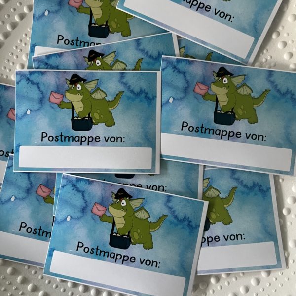 Aufkleber DIN A7 quer: Postmappe Konstantin