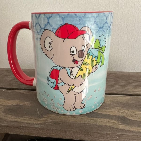 Keramiktasse Hochglanz: Einschulung Koala