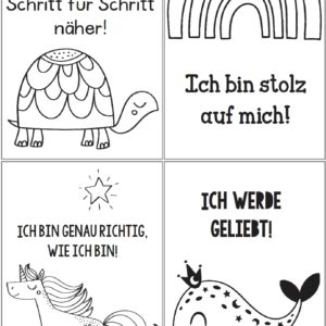 28 Ausmalkarten mit Affirmationen