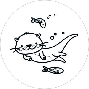 Buttonvorlage zum Ausmalen: Otter