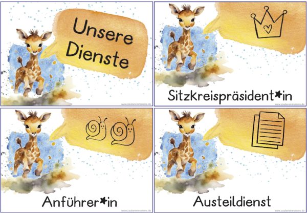 27 Klassendienste – Schilder Giraffe