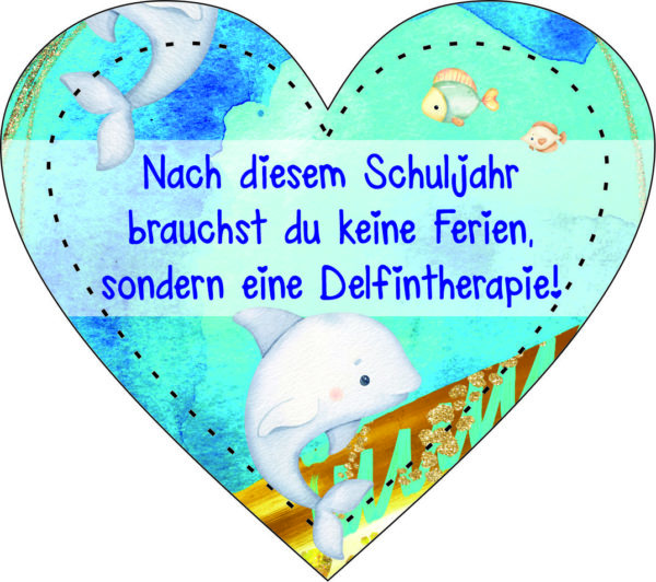 Anhänger/Aufkleber Herz: Delfintherapie