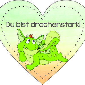Anhänger/Aufkleber Herz: Drachenstark