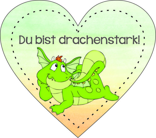 Anhänger/Aufkleber Herz: Drachenstark