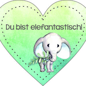 Anhänger/Aufkleber Herz: Elefantastisch