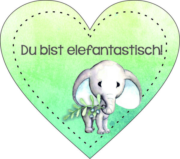 Anhänger/Aufkleber Herz: Elefantastisch