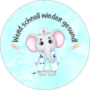 Buttonvorlage: Werd gesund - Elefant