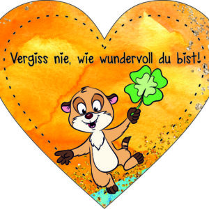 Anhänger/Aufkleber Herz: Erdmännchen
