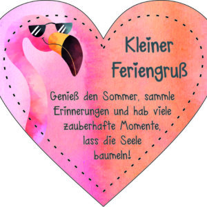 Anhänger/Aufkleber Herz: Feriengruß Sommer