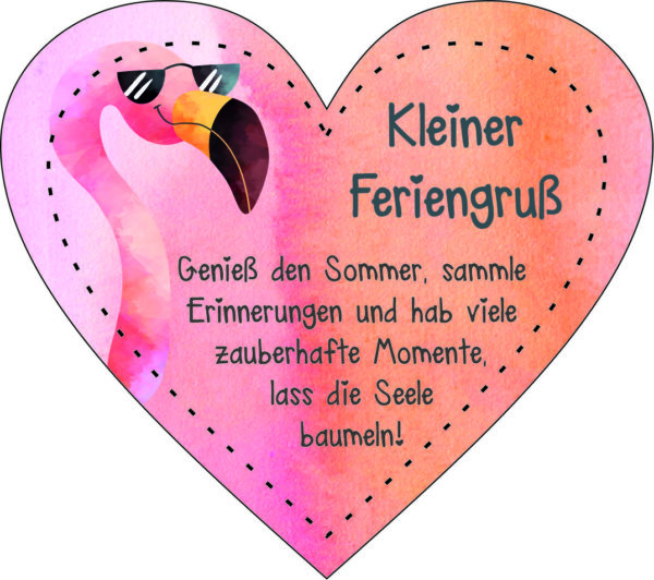 Anhänger/Aufkleber Herz: Feriengruß Sommer