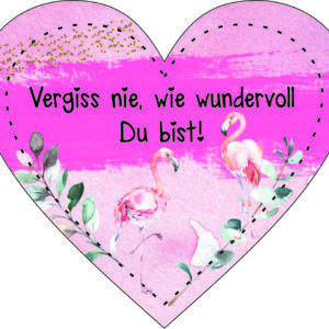 Anhänger/Aufkleber Herz: Flamingo