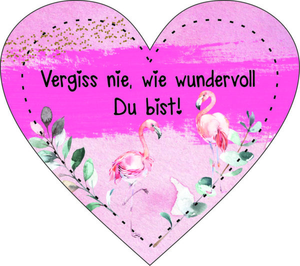 Anhänger/Aufkleber Herz: Flamingo