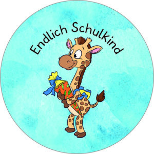Buttonvorlage: Endlich Schulkind - Giraffe