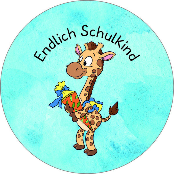 Buttonvorlage: Endlich Schulkind - Giraffe