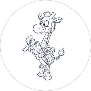 Buttonvorlage zum Ausmalen: Giraffe mit Schultüte