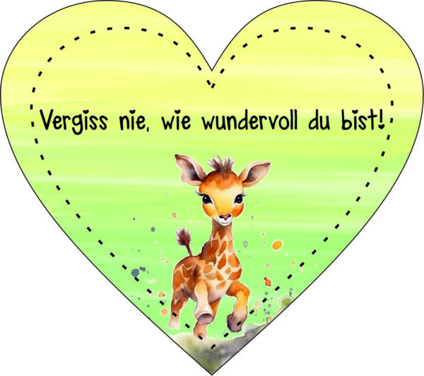 Anhänger/Aufkleber Herz: Giraffe