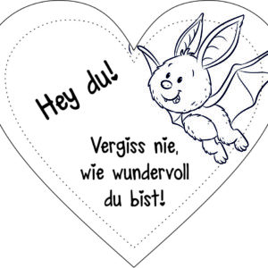 Anhänger/Aufkleber Herz: Fledermaus - Wundervoll