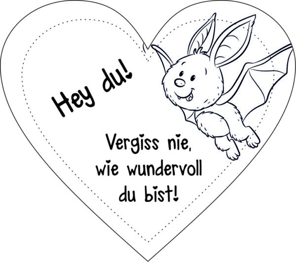 Anhänger/Aufkleber Herz: Fledermaus - Wundervoll