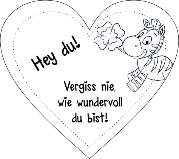 Anhänger/Aufkleber Herz: Zebra - Wundervoll