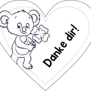Anhänger/Aufkleber Herz: Danke dir! - Koala