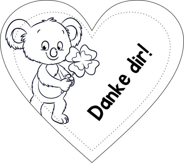 Anhänger/Aufkleber Herz: Danke dir! - Koala