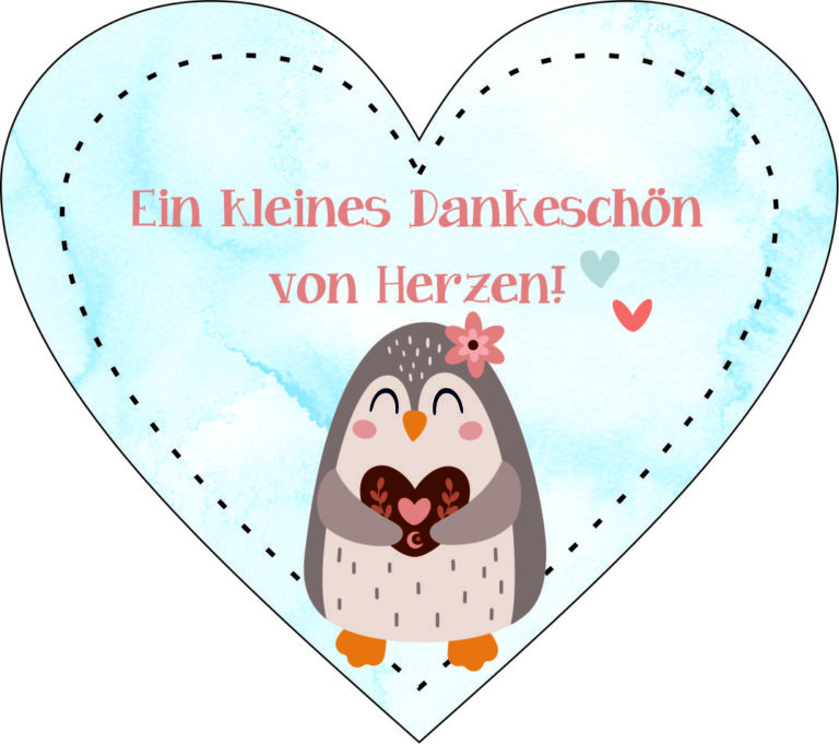 Anhänger/Aufkleber Herz: Kleines Dankeschön – Zaubereinmaleins Shop