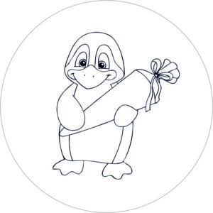 Buttonvorlage zum Ausmalen: Pinguin mit Schultüte