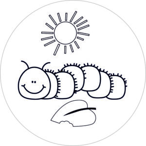 Buttonvorlage zum Ausmalen: Raupe