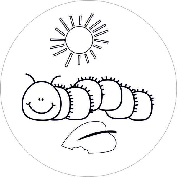 Buttonvorlage zum Ausmalen: Raupe
