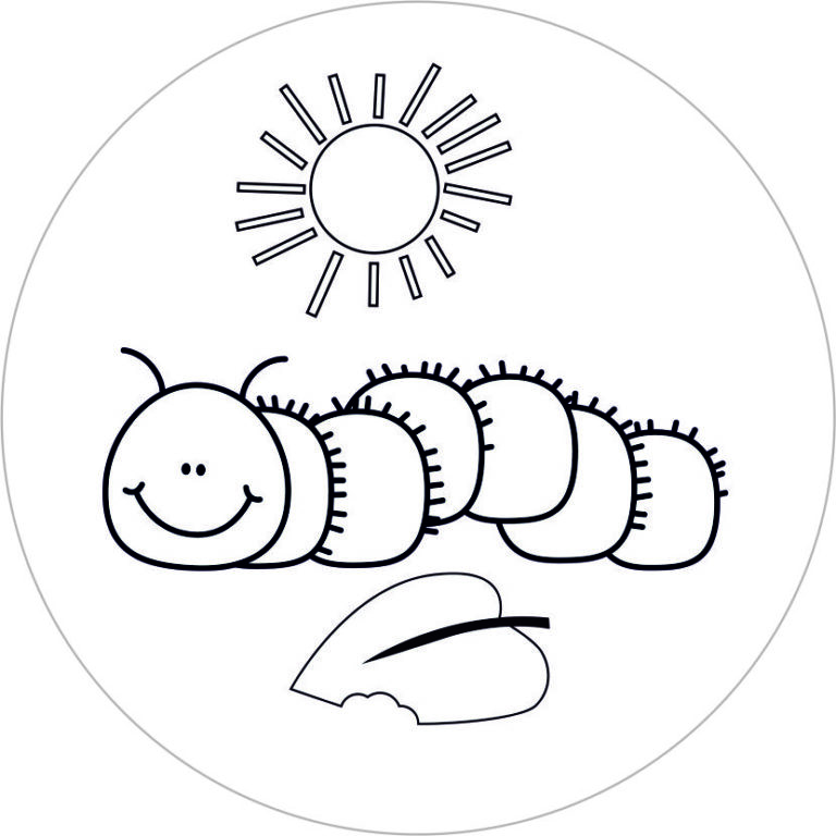 Buttonvorlage zum Ausmalen: Raupe – Zaubereinmaleins Shop
