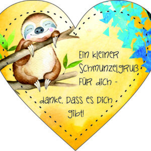 Anhänger/Aufkleber Herz: Schmunzelgruß
