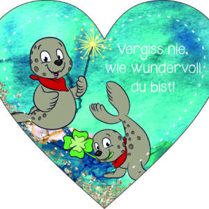 Anhänger/Aufkleber Herz: Seehund