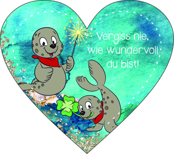 Anhänger/Aufkleber Herz: Seehund