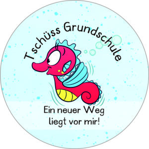 Buttonvorlage: Seepferdchen tschüss