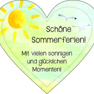 Anhänger/Aufkleber Herz: Schöne Sommerferien