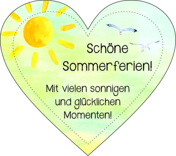 Anhänger/Aufkleber Herz: Schöne Sommerferien