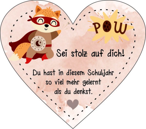 Anhänger/Aufkleber Herz: Sei stolz auf dich!
