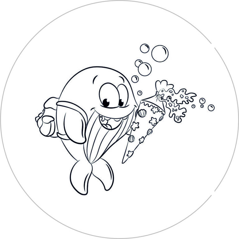  Buttonvorlage zum Ausmalen: Wal mit Schultüte – Zaubereinmaleins Shop Motiv 
