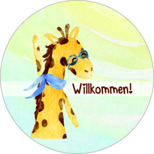 Buttonvorlage: Willkommen Giraffe