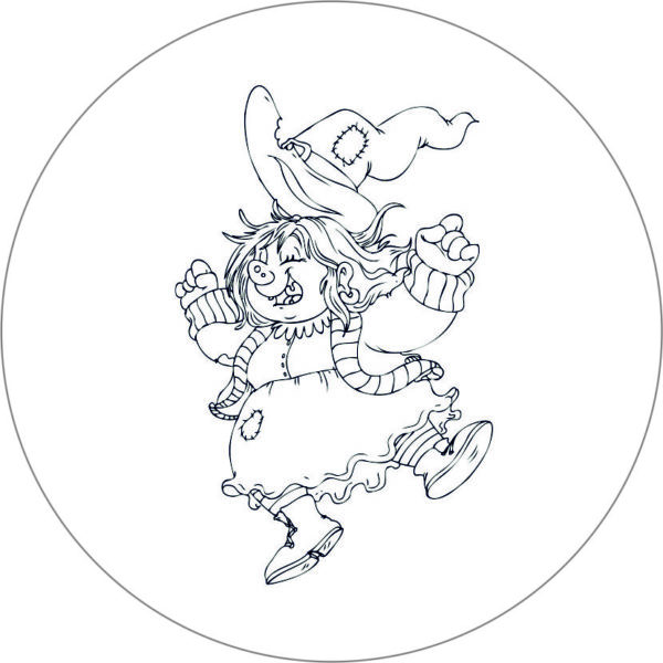 Buttonvorlage zum Ausmalen: Witschi Wummelspeck